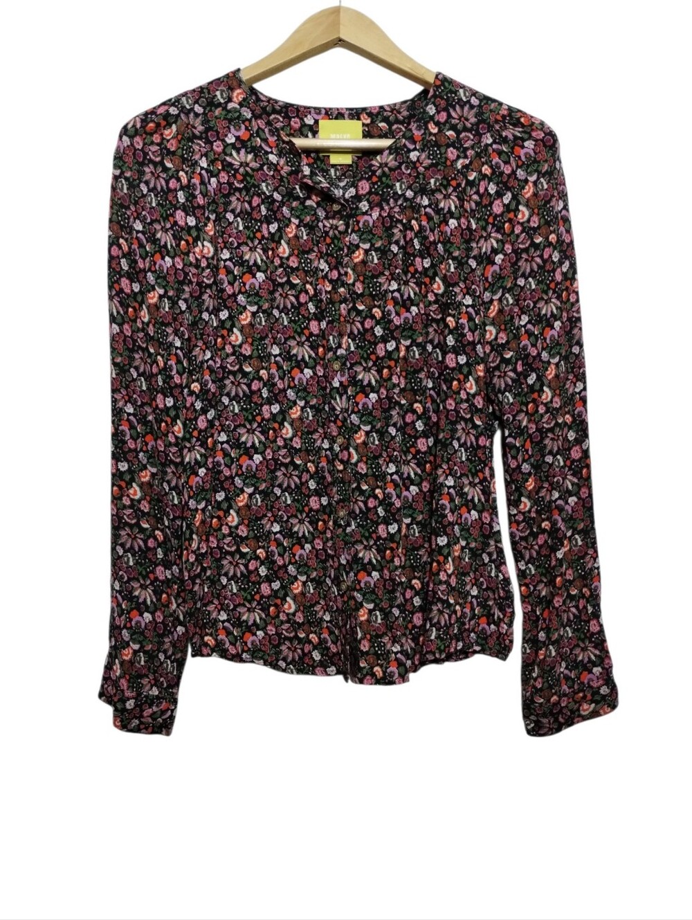 Maeve Ditsy Floral Long-sleeve Button-down Blouse Women's M Cottage Boho